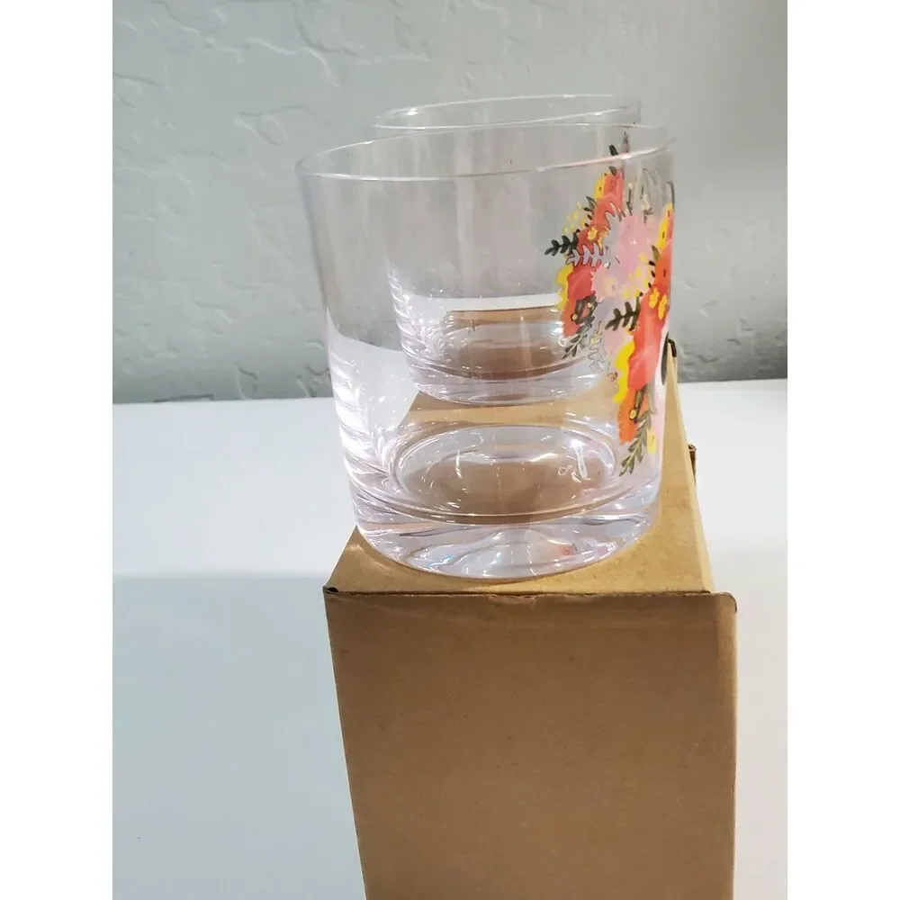 Paper Source Sugar Skull Glasses Set of 2 8 oz Glasses Tumblers New